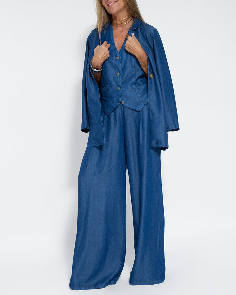 Lena - Ensemble élégant deux pièces avec pantalon large et gilet boutonné