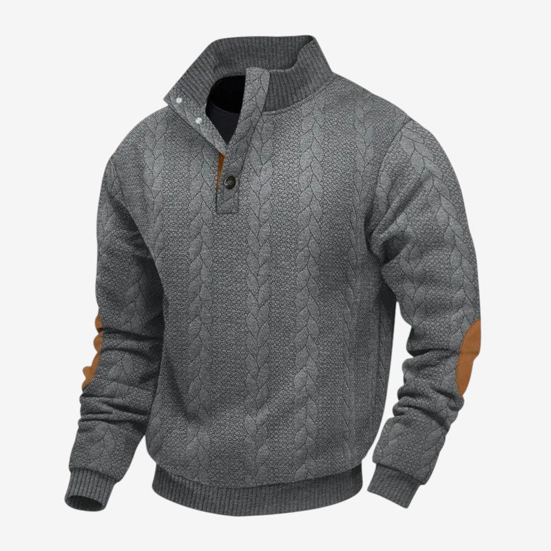 CableCrest - Pánský svetr s copánkovým vzorem a polovičním zipem