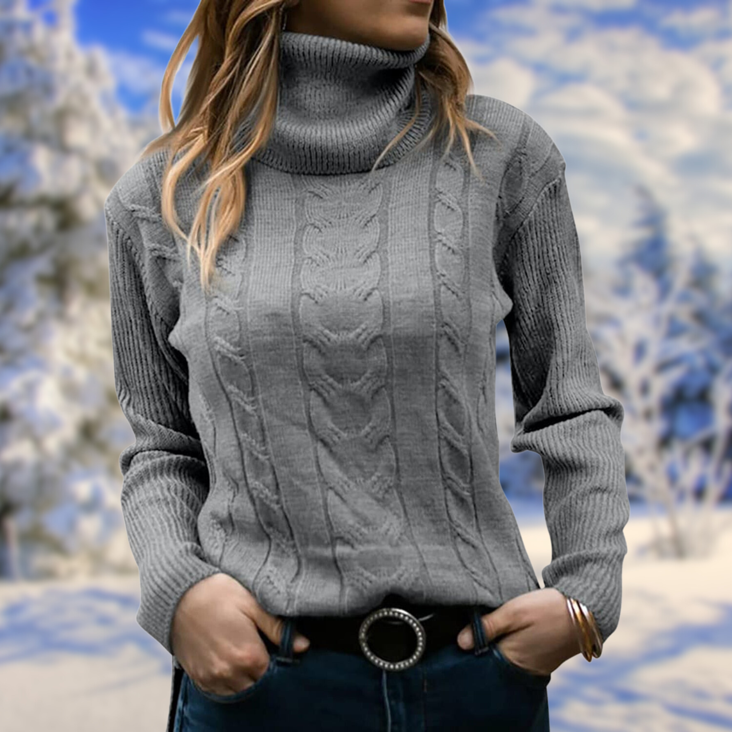Freya - Elegant Single-Breasted Sweater with Checked Collar
