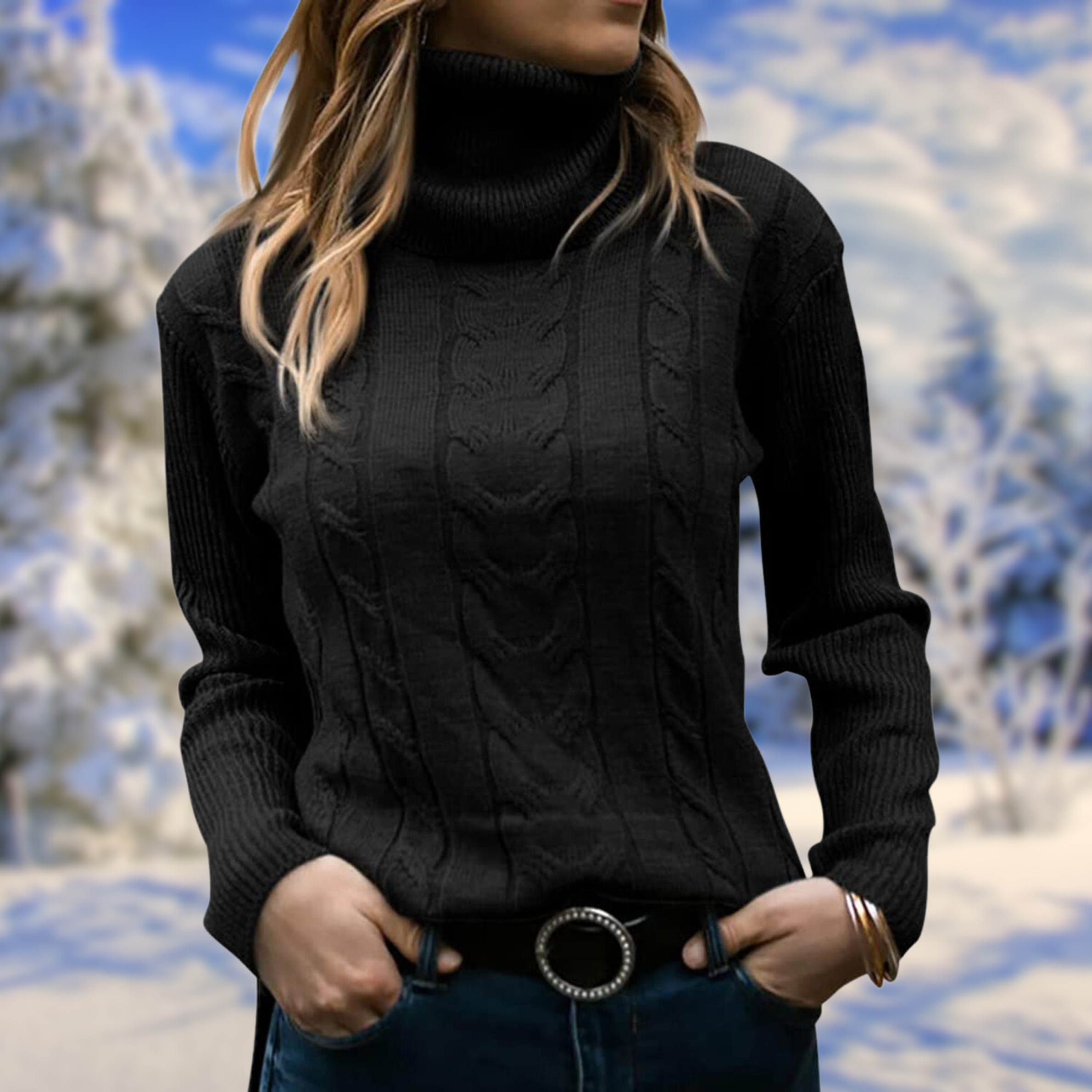 Freya - Elegant Single-Breasted Sweater with Checked Collar