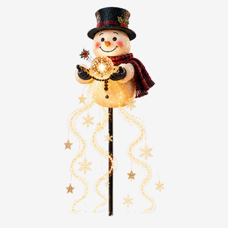 MerryGlow - napelemes hóemberes kerti lámpa LED-világítással