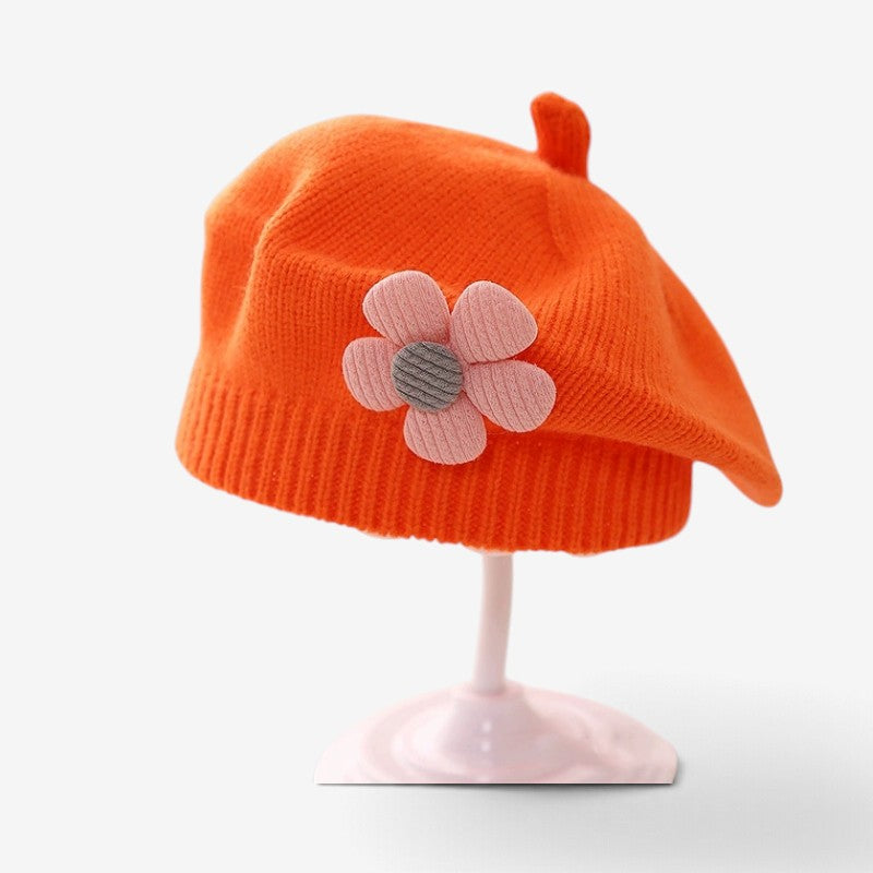 MiniFlora - Béret en tricot pour tout-petit avec motif floral