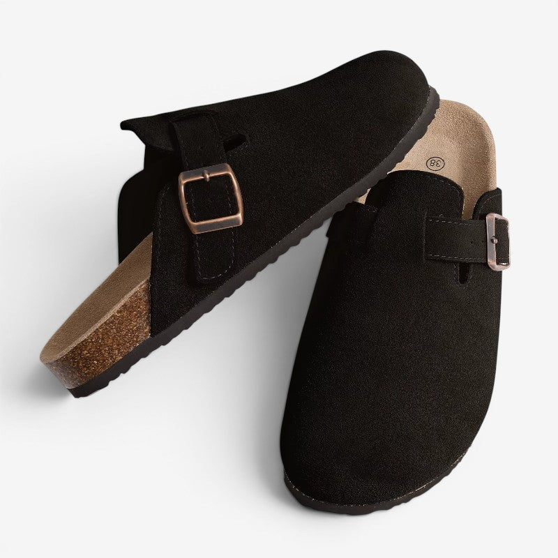 Women's Round Toe Clogs with Buckle Detail