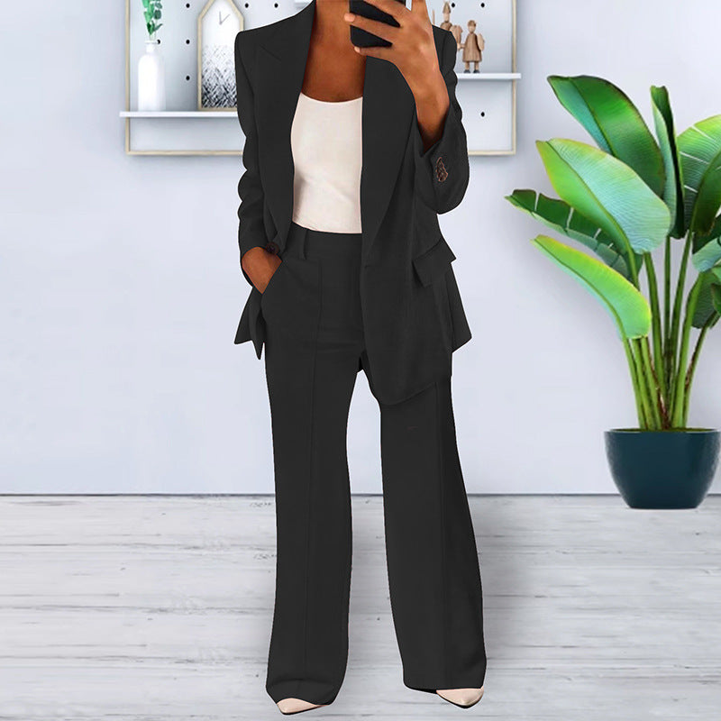 Suitvia - Women's 2-Piece Suit Set with Slim Fit and Matching Trousers