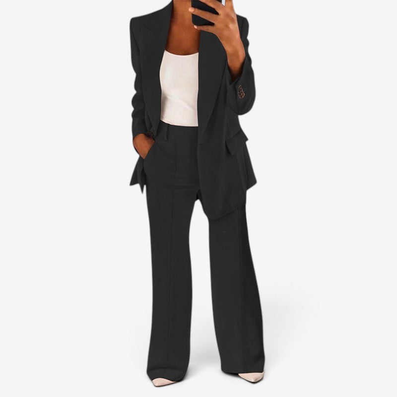 Suitvia - Women's 2-Piece Suit Set with Slim Fit and Matching Trousers