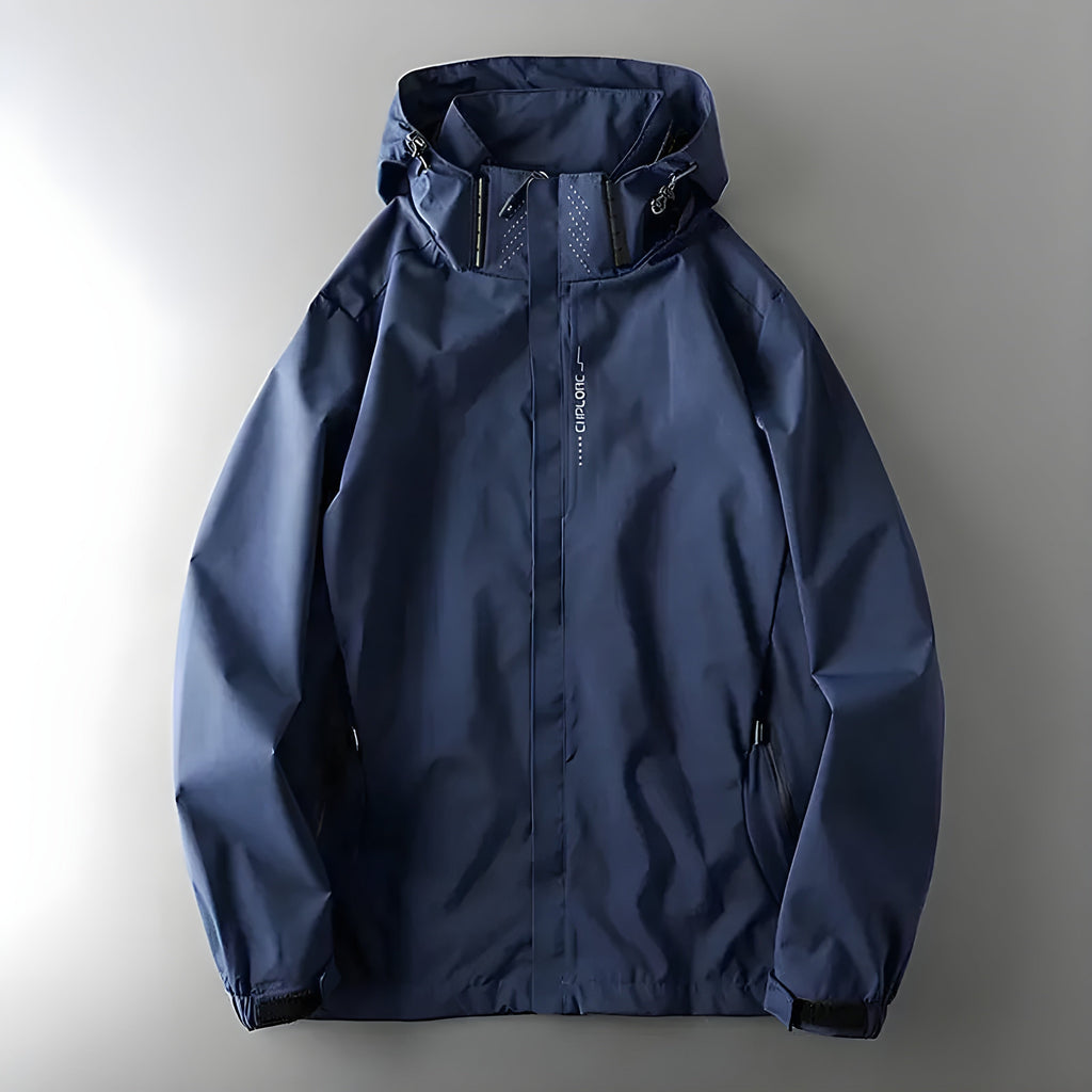 Damian – Veste Légère Imperméable avec Capuche, Fermeture Éclair et Poches