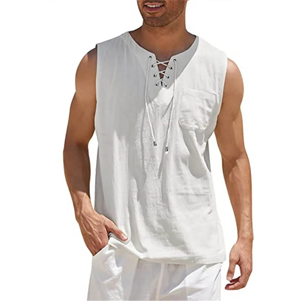 Lawrence - Chemise tendance sans manches avec poche avant