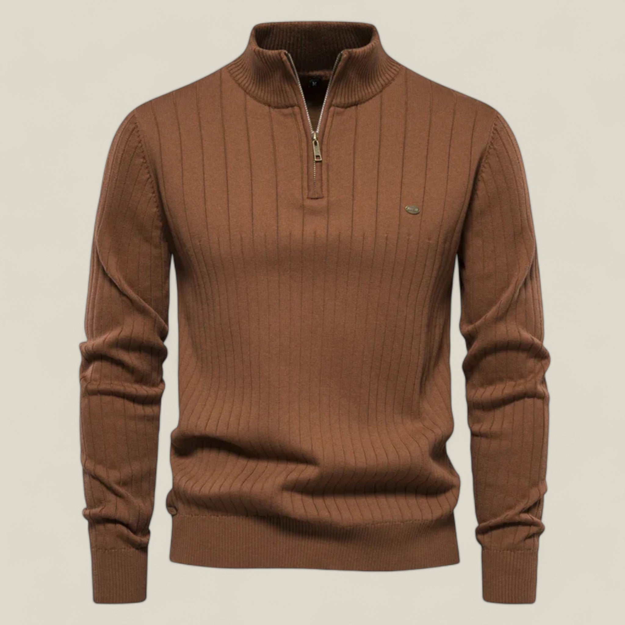 Ethan - Classic sweater with high collar and practical zipper closure
