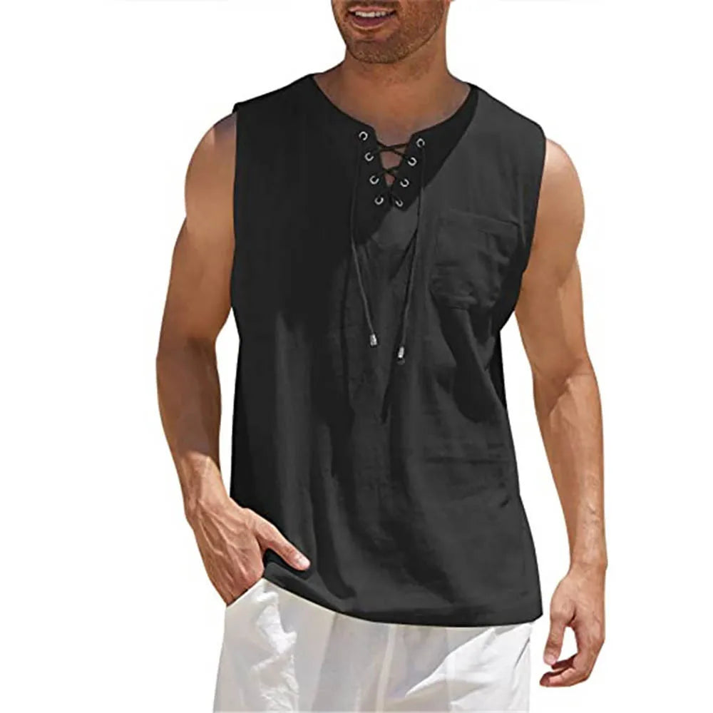 Lawrence - Chemise tendance sans manches avec poche avant