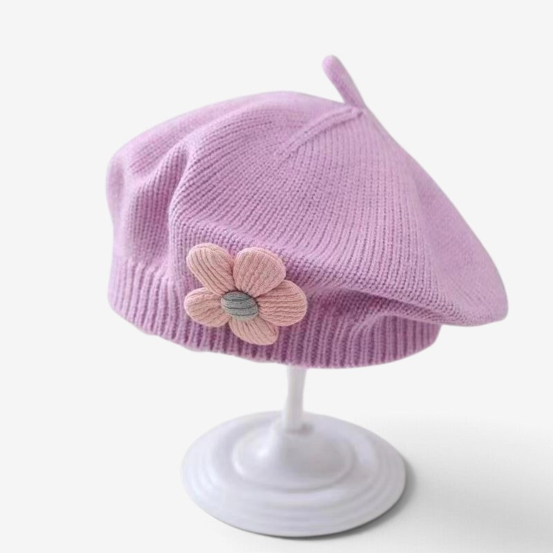 MiniFlora - Béret en tricot pour tout-petit avec motif floral