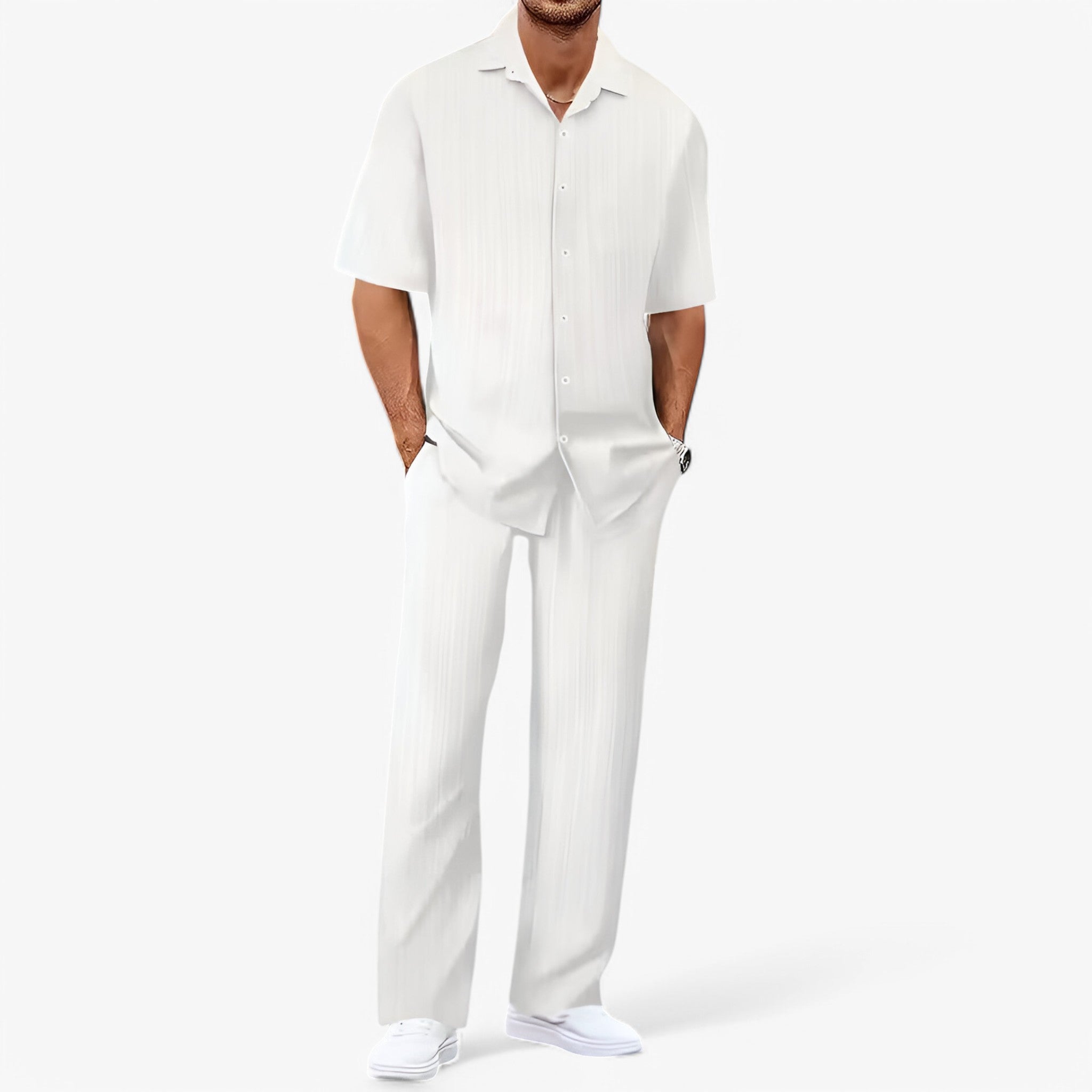 Rayan - Set două piese cambrat cu cămașă clasică și pantaloni conici