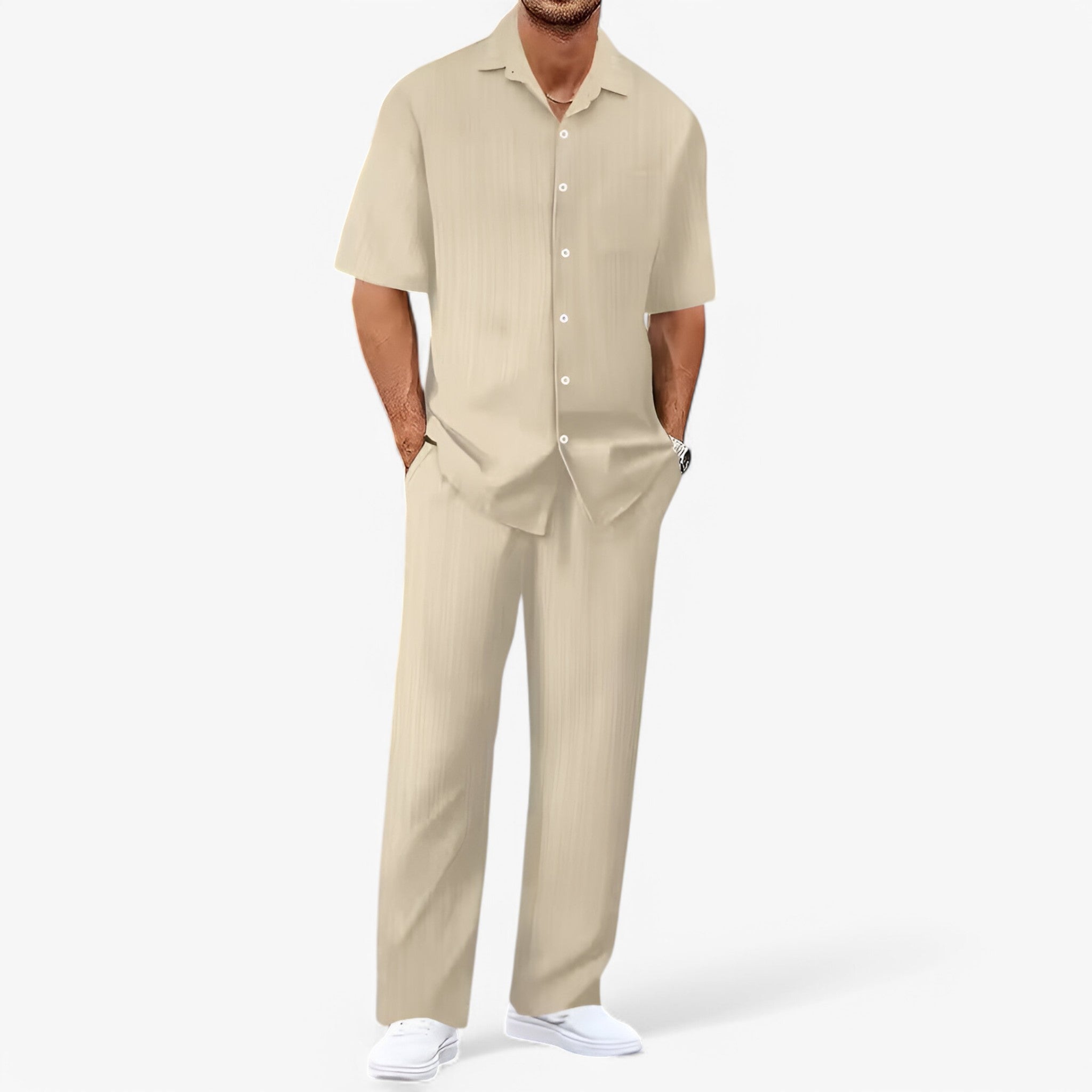 Rayan - Set două piese cambrat cu cămașă clasică și pantaloni conici