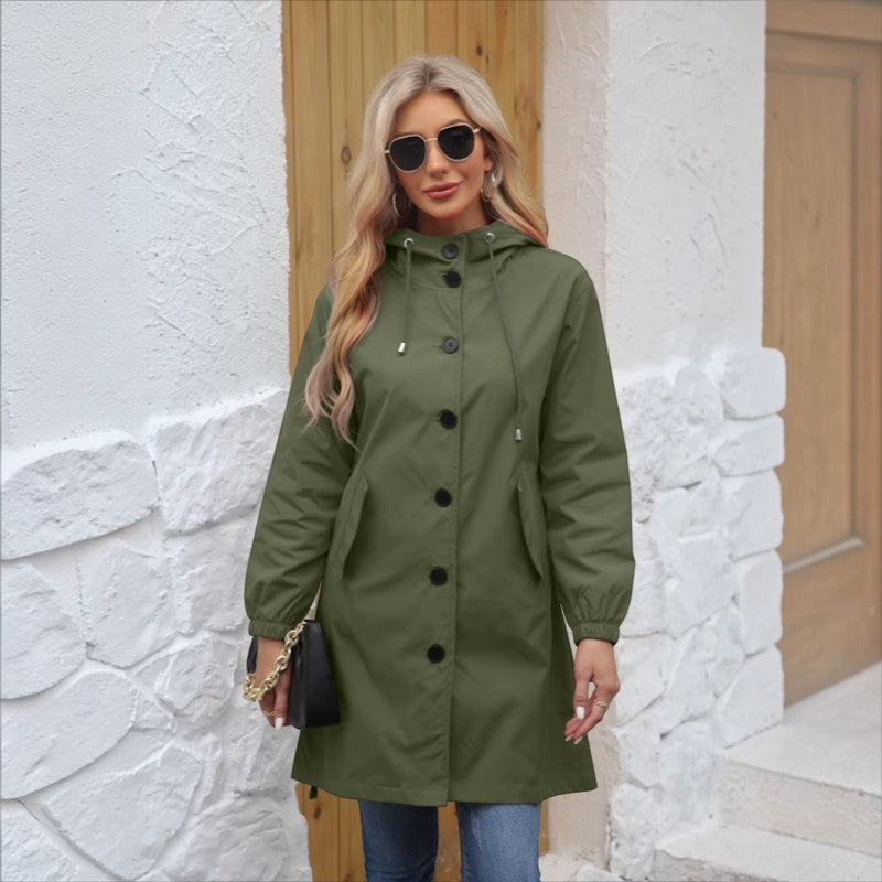 Calvoria – Parka s kapucí a zapínáním na přední knoflíky