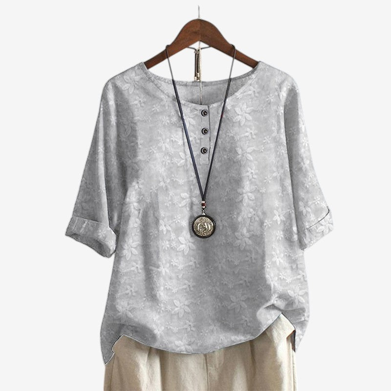 Blusa oversize stampata da donna con scollo a O