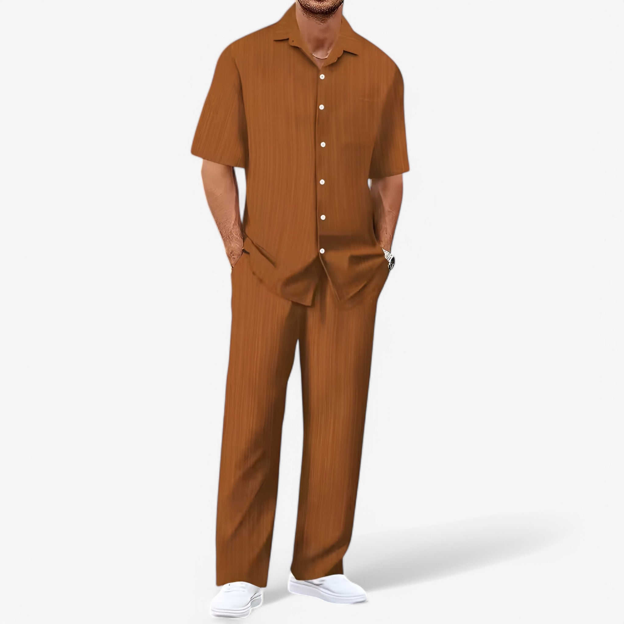 Rayan - Set două piese cambrat cu cămașă clasică și pantaloni conici