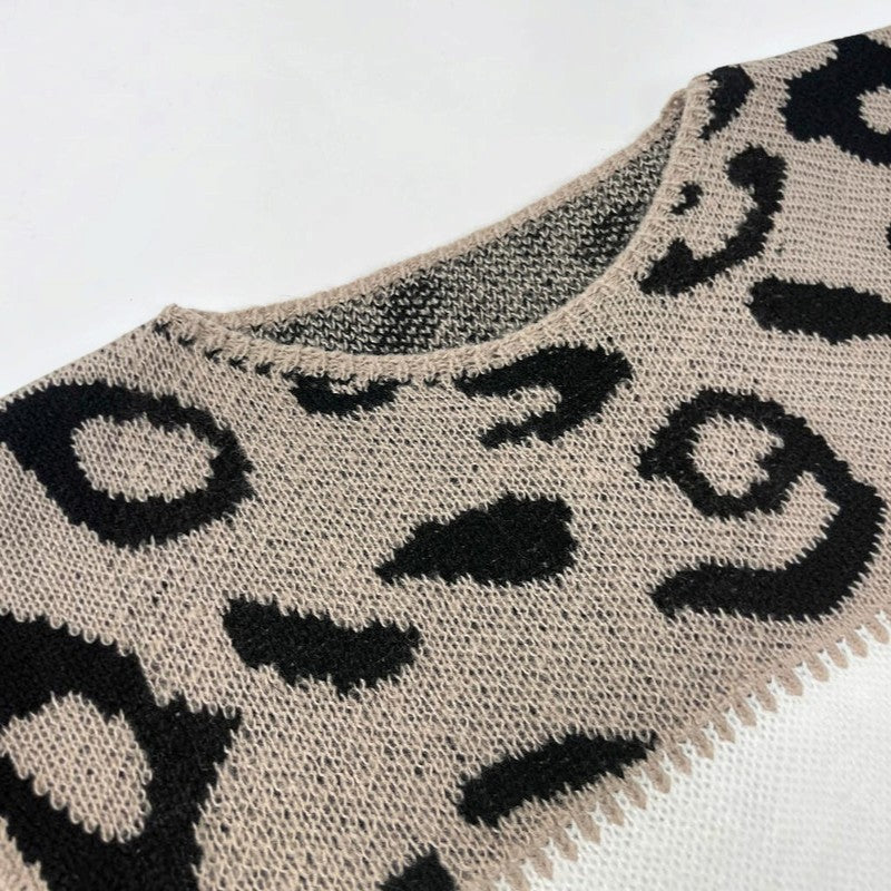 LeopardKnit - Women's Knitted Sweater With Leopard Print