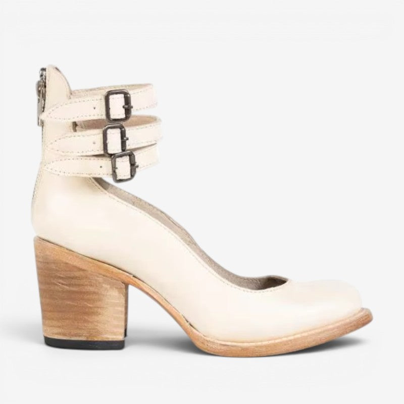 Women's Round Toe Heeled Sandals with Adjustable Strap