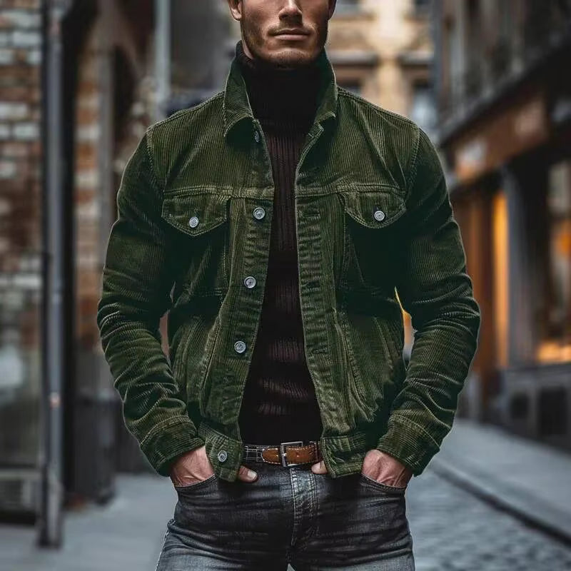 Aveltrix – Corduroy Jacket with Notched Collar and Patch Pockets