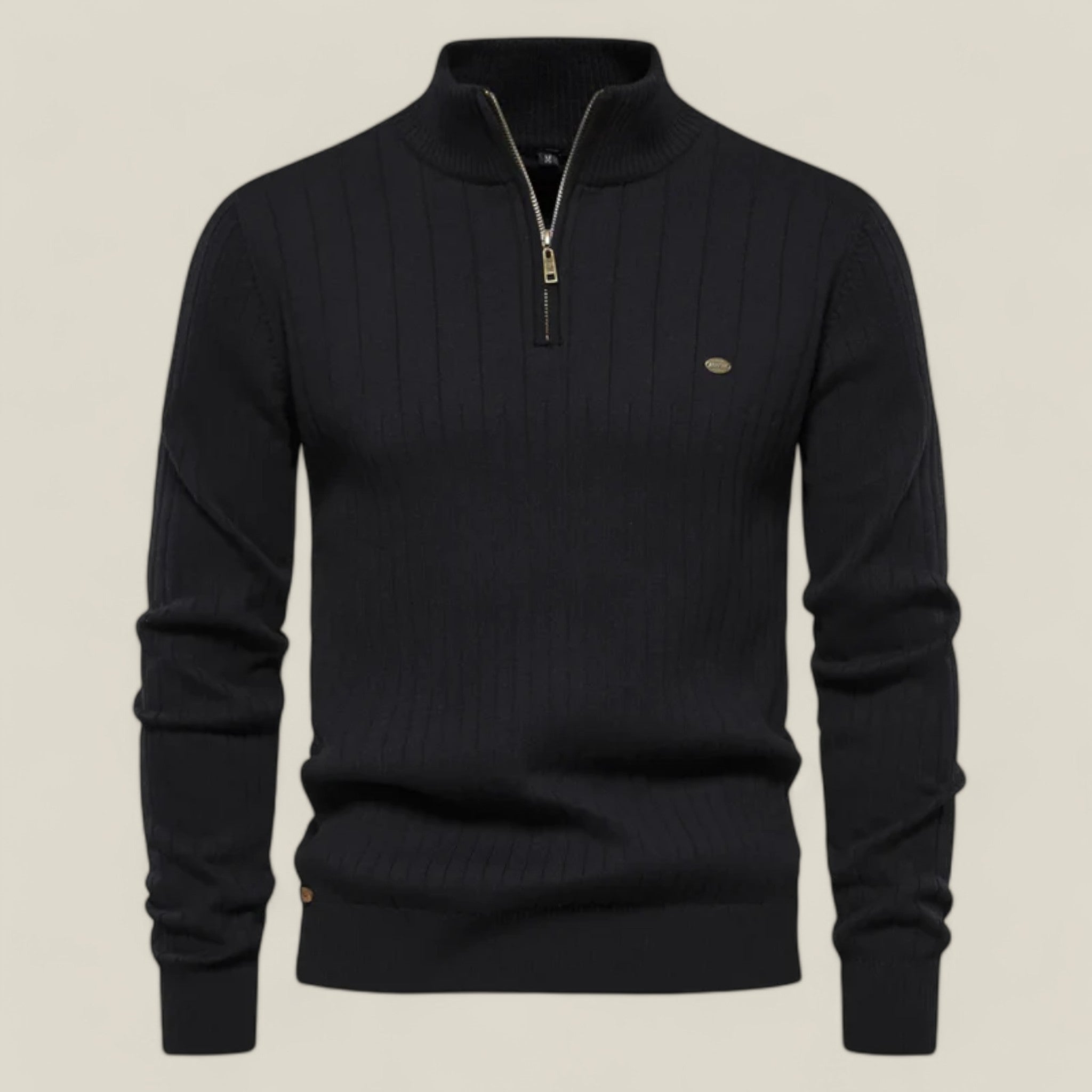 Ethan - Classic sweater with high collar and practical zipper closure