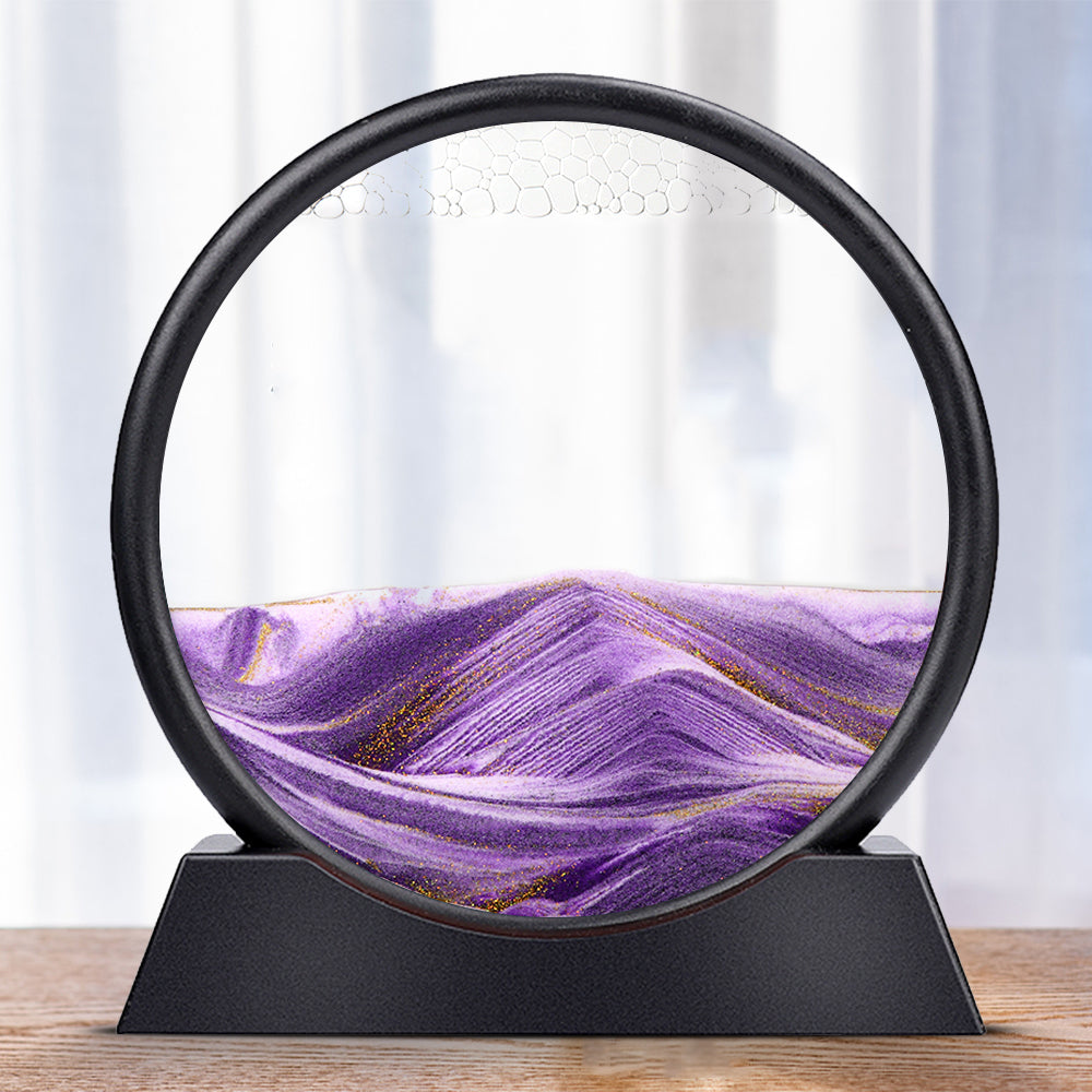 SandVortex - Quadro artistico di sabbia mobile 3D con cornice rotonda in vetro