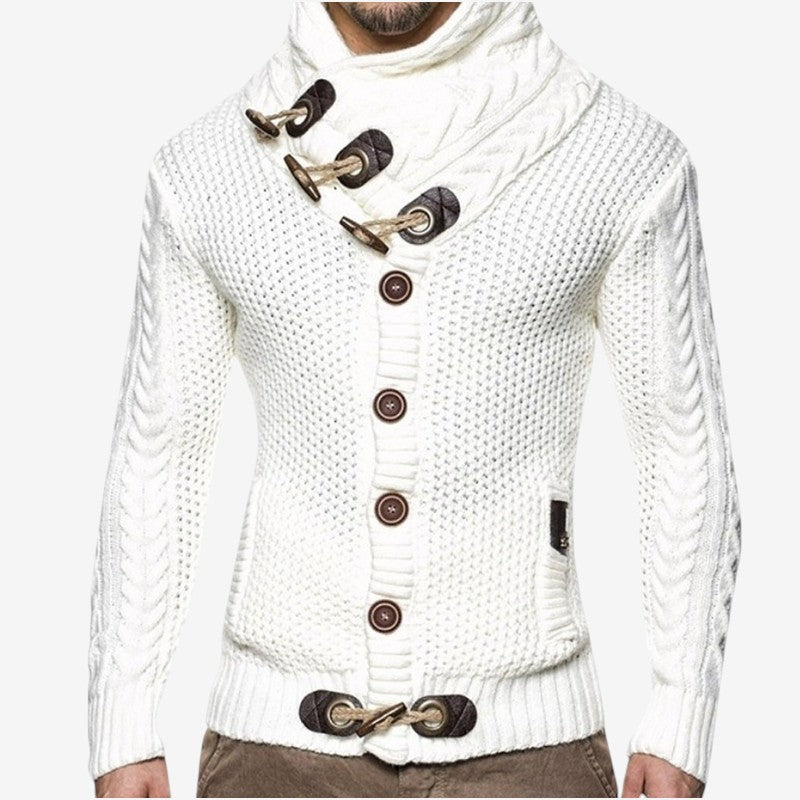 Mark - Pull à manches longues avec poches latérales et fermeture à boutons