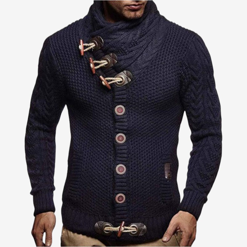 Mark - Pull à manches longues avec poches latérales et fermeture à boutons