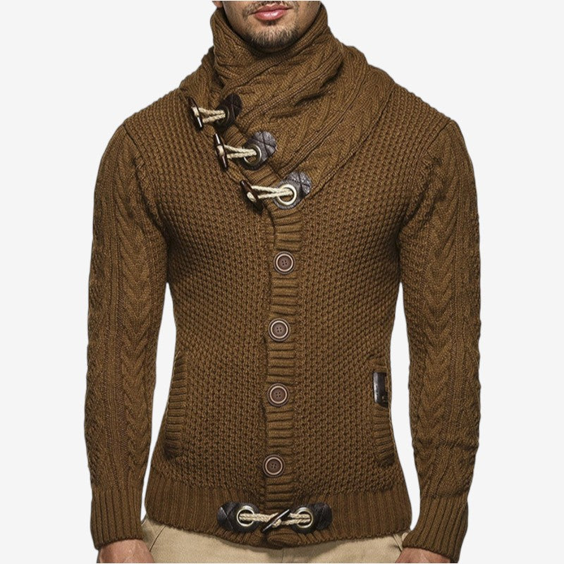 Mark - Pull à manches longues avec poches latérales et fermeture à boutons