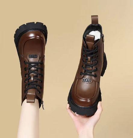 Leni - Bottines chaudes avec fermeture éclair latérale et doublure en fourrure douce