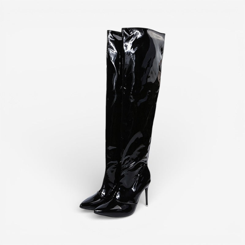 Aveline – Knee-High Heel Boots with Pointed Toe