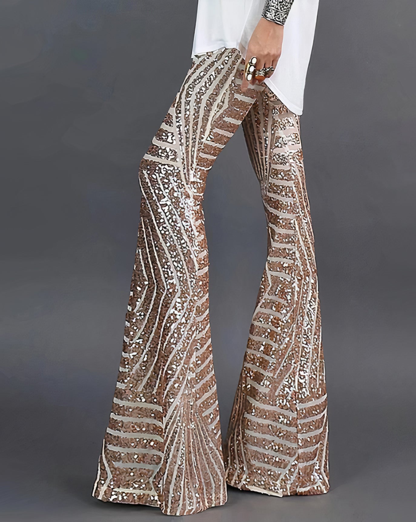 Victoria - Pantaloni svasati glamour con paillettes