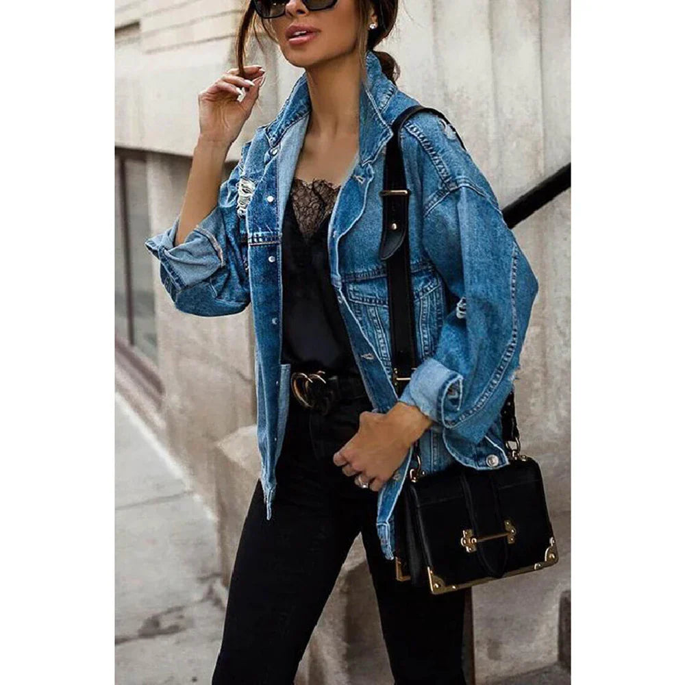 Dania – Oversized kabát s knoflíkovým zapínáním a náprsními kapsami pro pohodlný casual styl