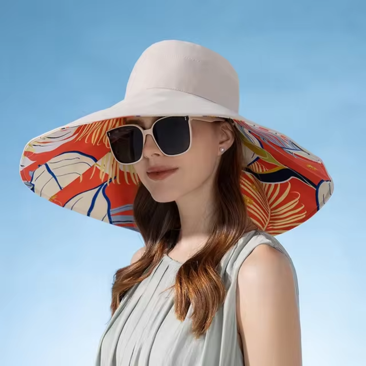 Sarah – Chapeau de soleil léger avec large bord et design réversible