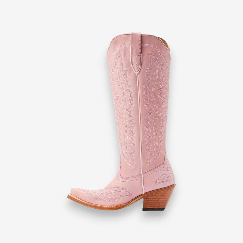 Sienna – Cizme cowboy până la genunchi, cu toc gros și vârf ascuțit