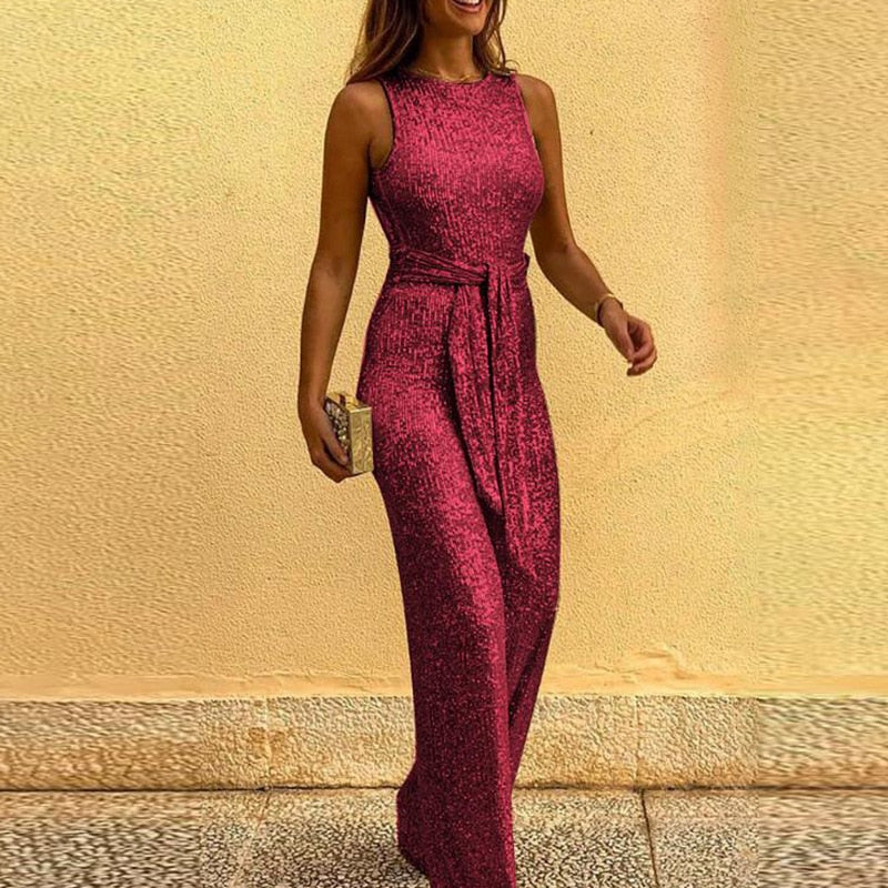 Sophia - Salopetă elegantă fără mâneci cu cordon în talie