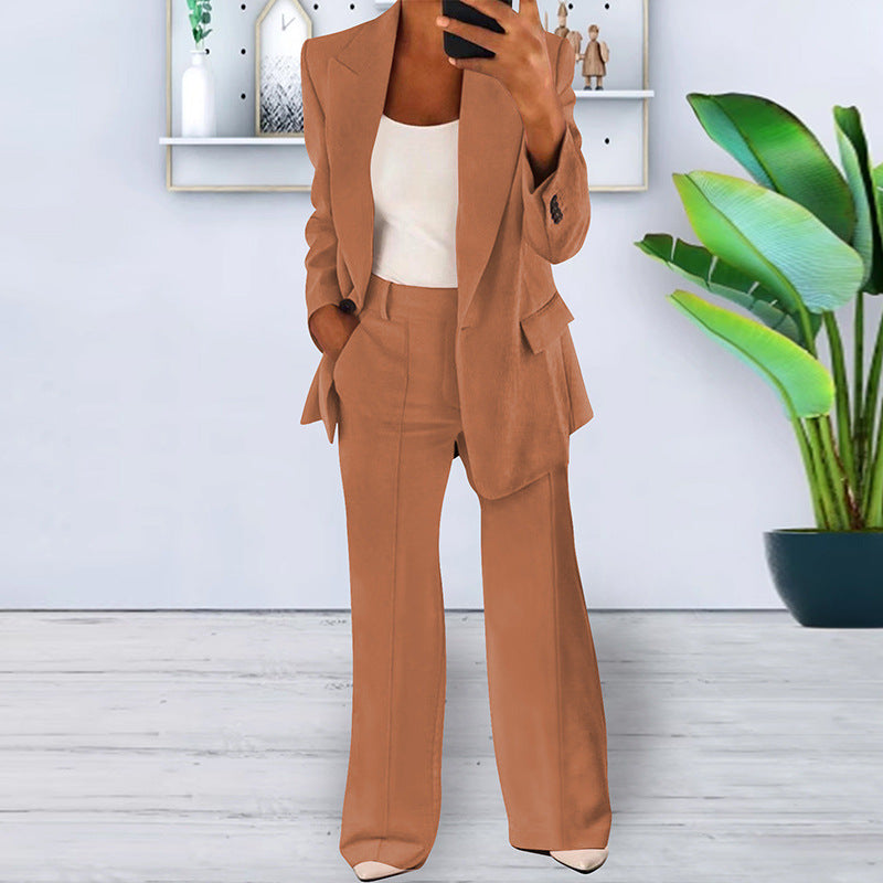 Suitvia - Women's 2-Piece Suit Set with Slim Fit and Matching Trousers