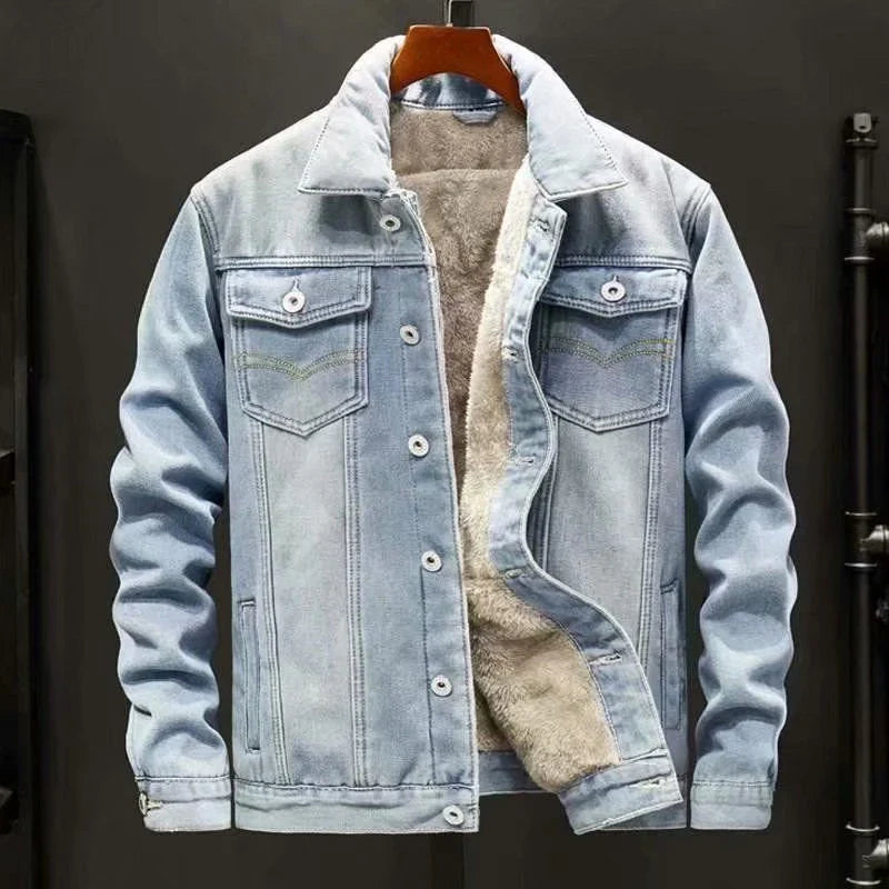 Jade - Geacă clasică de iarnă din denim pentru bărbați, pentru confort și stil
