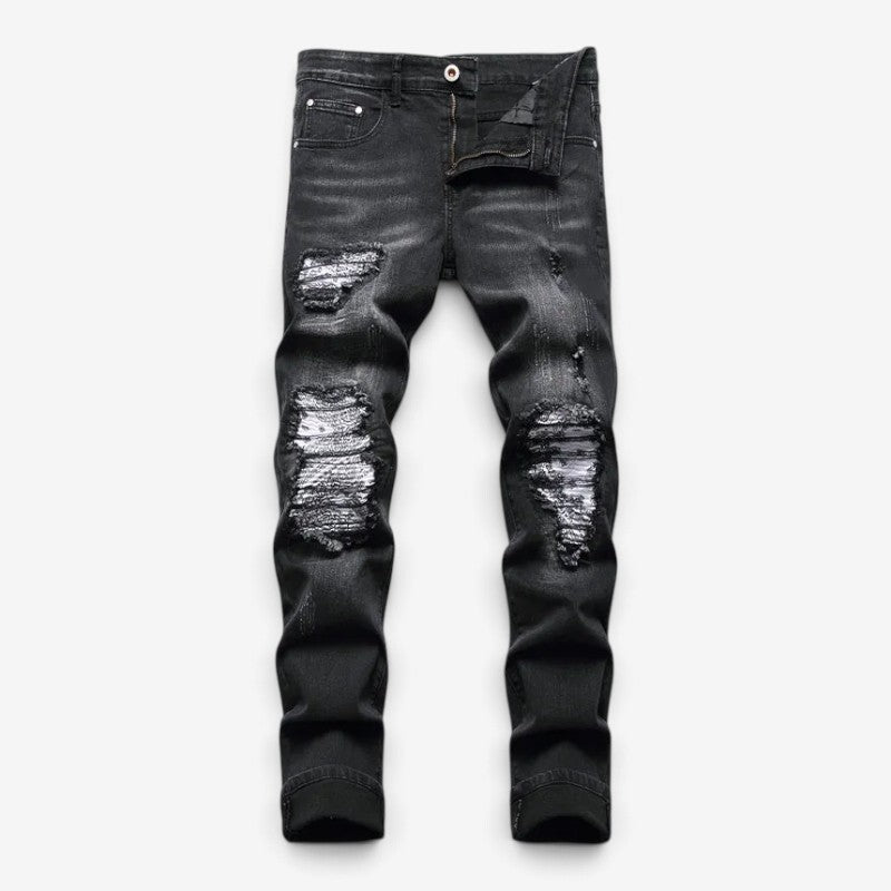 Fadella – pánské džíny slim fit s obnošeným vzhledem a roztrhanými detaily