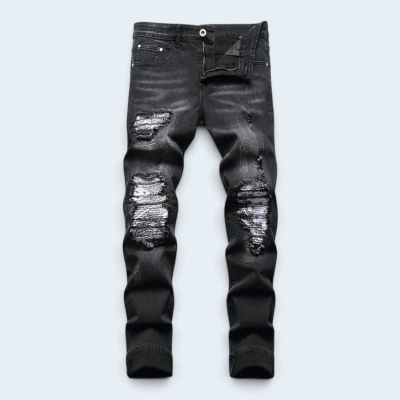 Fadella – pánské džíny slim fit s obnošeným vzhledem a roztrhanými detaily