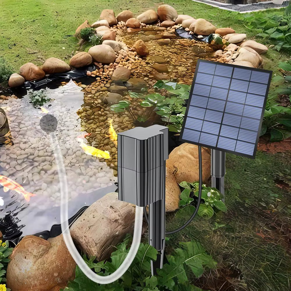 AquaBreeze - Sistema di aerazione per laghetti a energia solare con pietra porosa