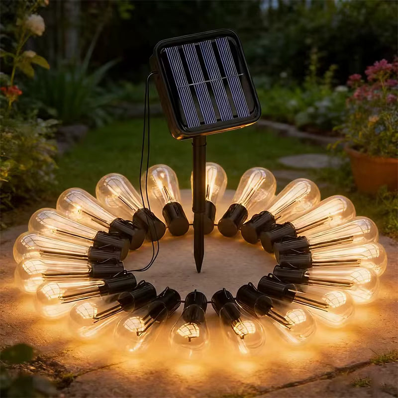 SolarHue - Guirnalda de luces LED solares con diseño retro