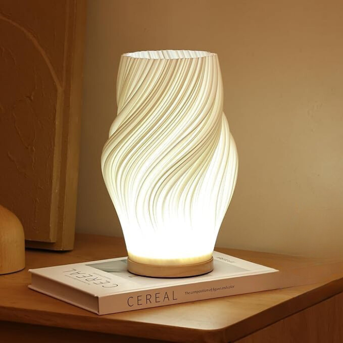 GlowWave – Lampă de masă modernă cu model valuri pentru iluminare ambientală confortabilă