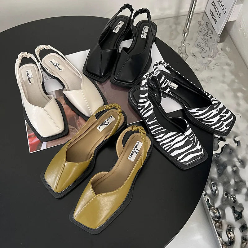 Wanda - Stylové slingback baleríny s moderní čtvercovou špičkou