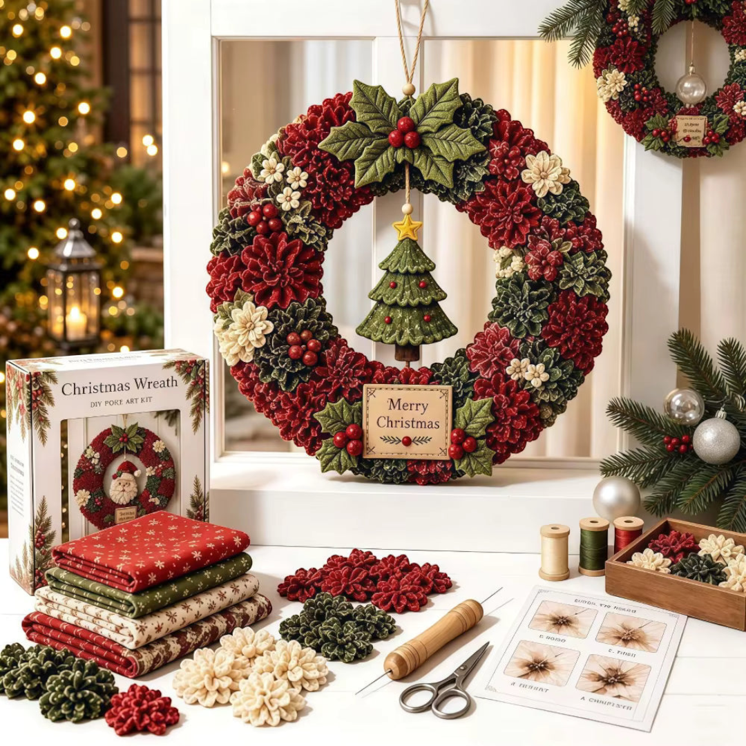 Wreathora – Kit fai da te in tessuto per ghirlanda natalizia 3D