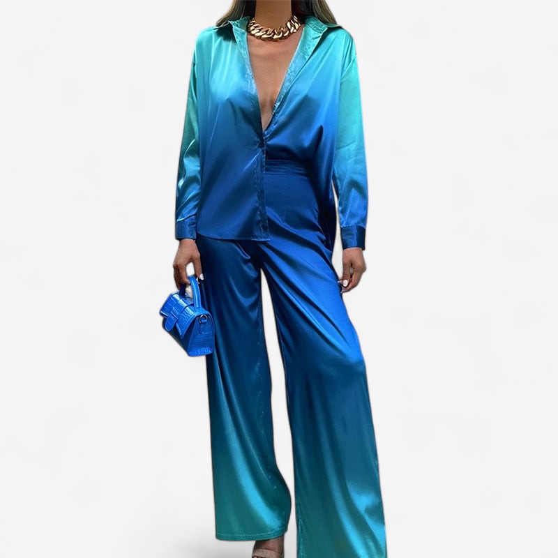 Sophia - Ensemble deux pièces avec blouse à manches longues et pantalon ample