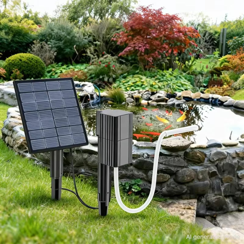 AquaBreeze - Sistema di aerazione per laghetti a energia solare con pietra porosa