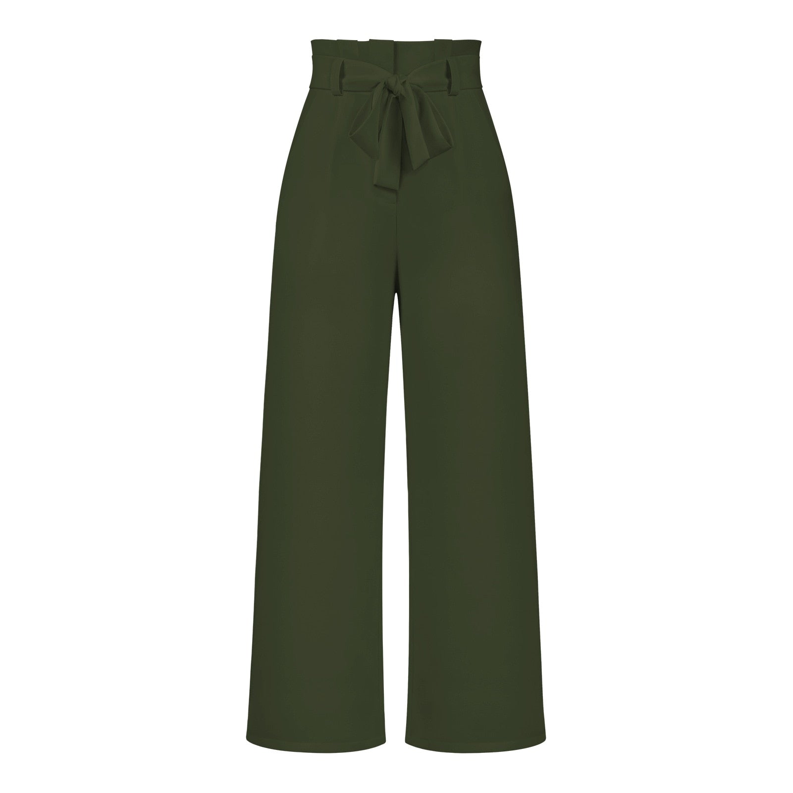 Isabella - Pantaloni classici ampi con vita alta e cintura a fiocco