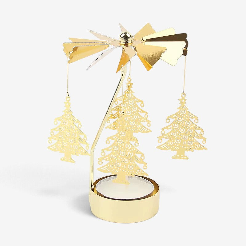 SpinGlow - Carrossel de velas em metal rotativo com ornamentos suspensos