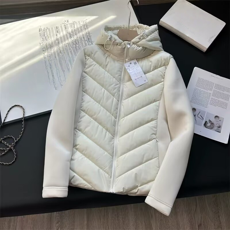 Puffify - Veste matelassée à motif chevrons avec capuche fixe