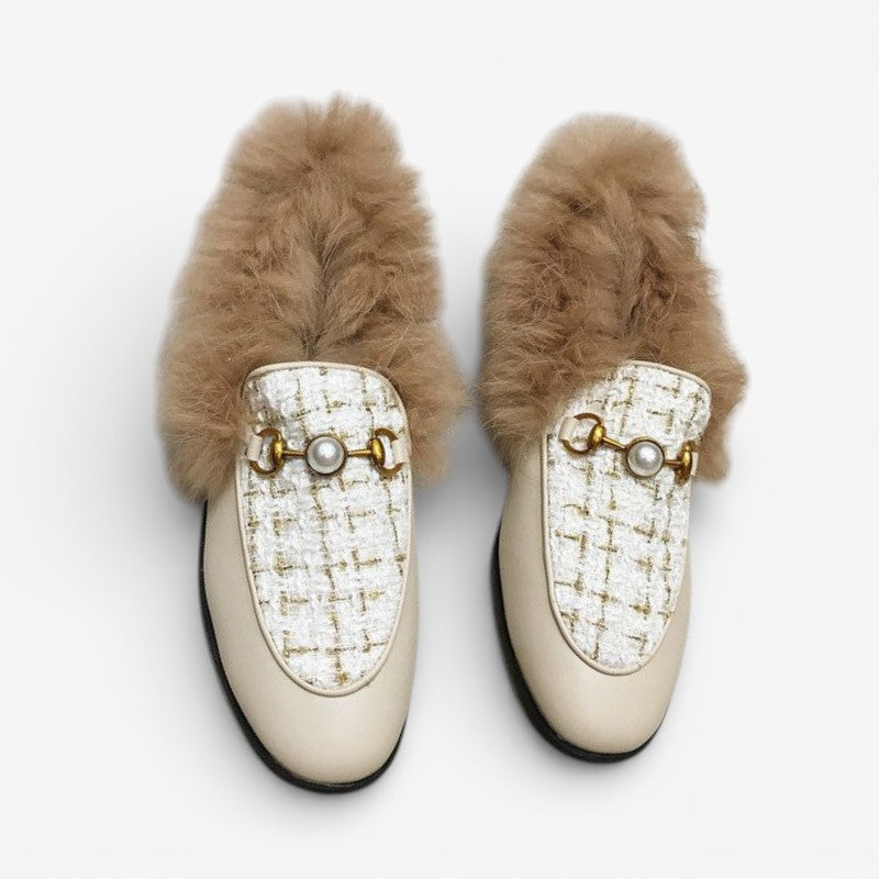Ophelia – Flat Sole Shoes With Fur Lining And Round Toe