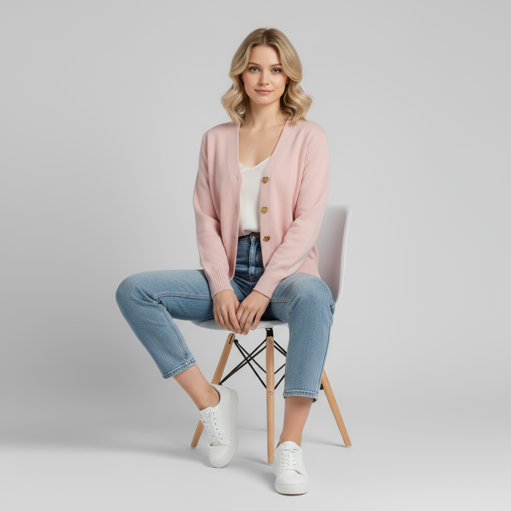 WoolThread - Dámský svetr z merino vlny se zapínáním na knoflíky